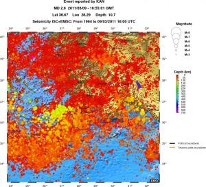 regional depth historical seismicity