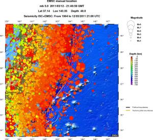 regional depth historical seismicity