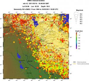 regional depth historical seismicity
