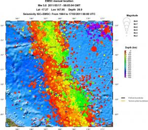 regional depth historical seismicity
