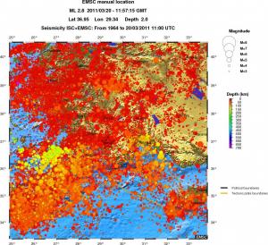 regional depth historical seismicity