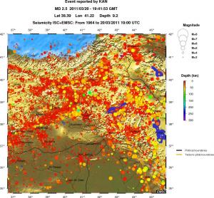regional depth historical seismicity
