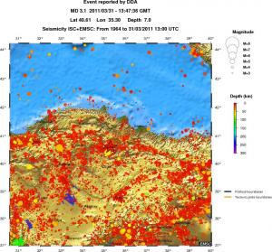 regional depth historical seismicity