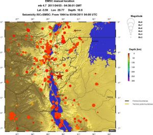 regional depth historical seismicity