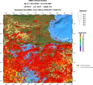 regional depth historical seismicity
