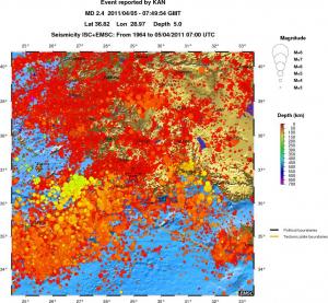 regional depth historical seismicity