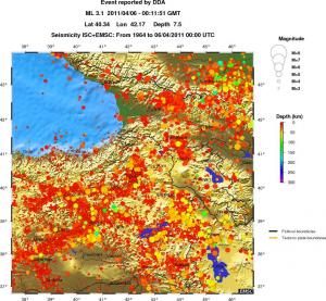 regional depth historical seismicity