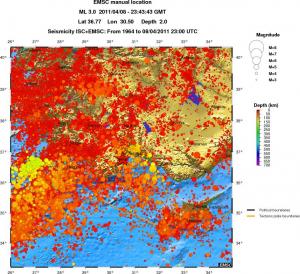 regional depth historical seismicity