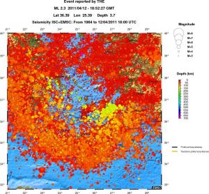 regional depth historical seismicity