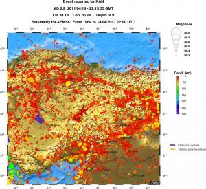 regional depth historical seismicity