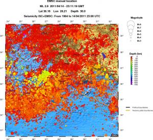 regional depth historical seismicity