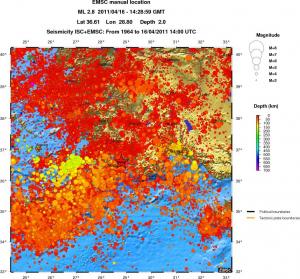 regional depth historical seismicity