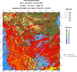 regional depth historical seismicity