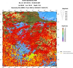 regional depth historical seismicity