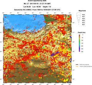 regional depth historical seismicity