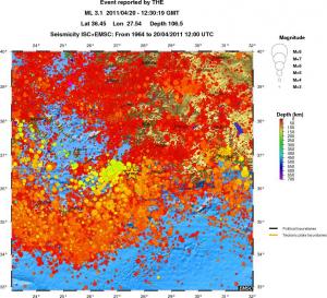 regional depth historical seismicity