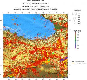 regional depth historical seismicity