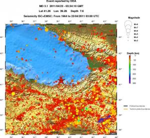 regional depth historical seismicity