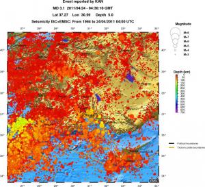 regional depth historical seismicity