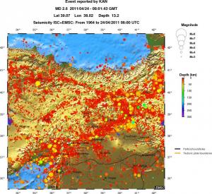 regional depth historical seismicity