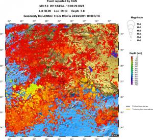 regional depth historical seismicity