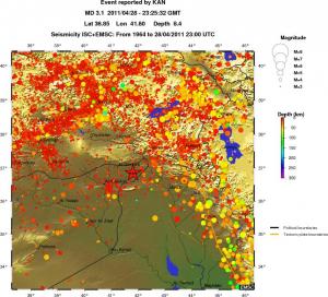 regional depth historical seismicity