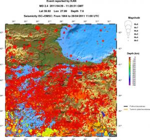 regional depth historical seismicity