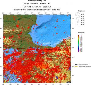 regional depth historical seismicity