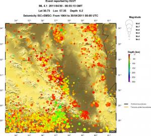 regional depth historical seismicity