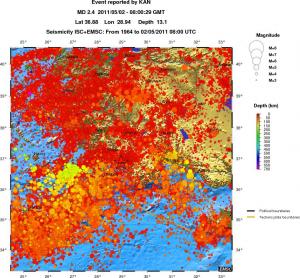 regional depth historical seismicity