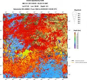 regional depth historical seismicity