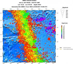regional depth historical seismicity