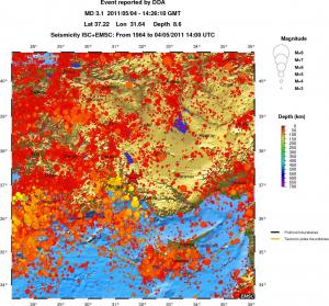 regional depth historical seismicity