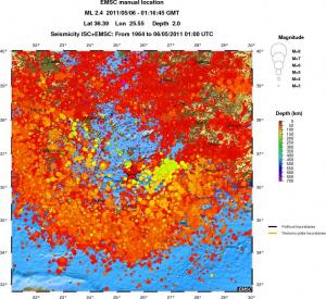 regional depth historical seismicity