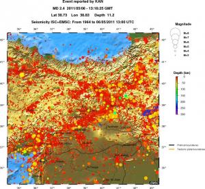 regional depth historical seismicity