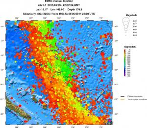 regional depth historical seismicity