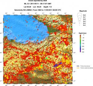 regional depth historical seismicity