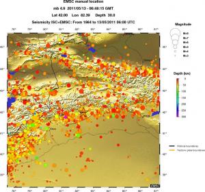 regional depth historical seismicity