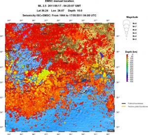 regional depth historical seismicity