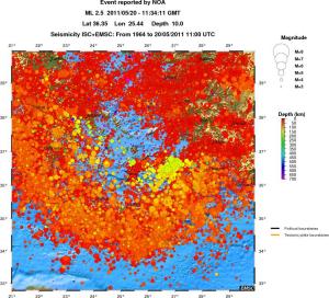 regional depth historical seismicity