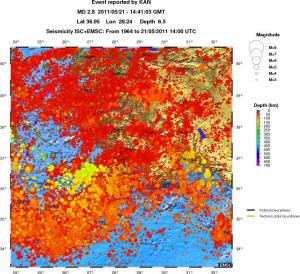regional depth historical seismicity