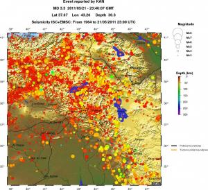 regional depth historical seismicity