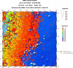 regional depth historical seismicity