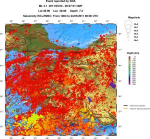 regional depth historical seismicity