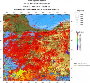 regional depth historical seismicity