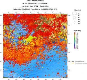 regional depth historical seismicity