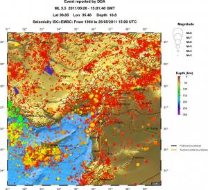 regional depth historical seismicity