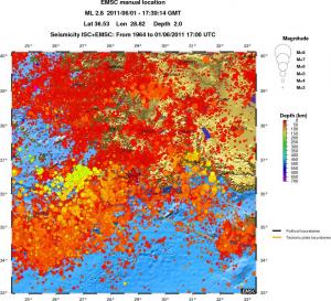 regional depth historical seismicity