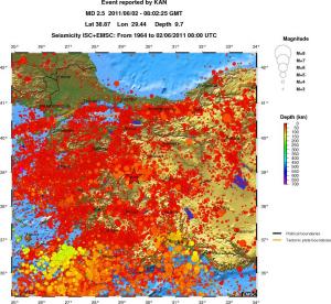 regional depth historical seismicity