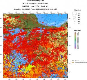 regional depth historical seismicity